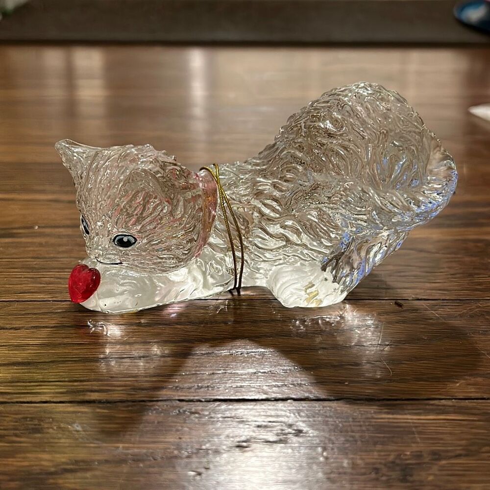 Crystal Glass Belle Cat Figurine Red Heart Sophisticats The Bradford Exchange